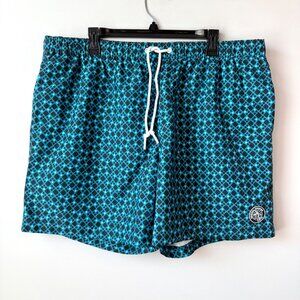 Original Penguin All-Over Geo Print Swim‎ Short Mens Size XXL Teal Black